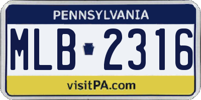 PA license plate MLB2316