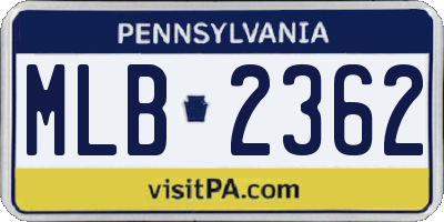 PA license plate MLB2362