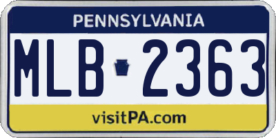 PA license plate MLB2363