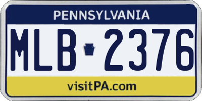 PA license plate MLB2376
