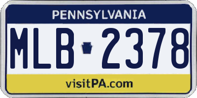 PA license plate MLB2378