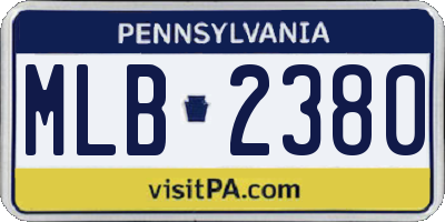 PA license plate MLB2380