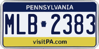 PA license plate MLB2383