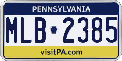 PA license plate MLB2385