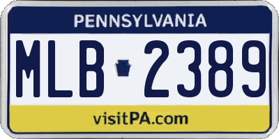 PA license plate MLB2389