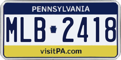 PA license plate MLB2418