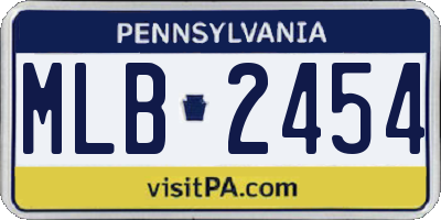 PA license plate MLB2454