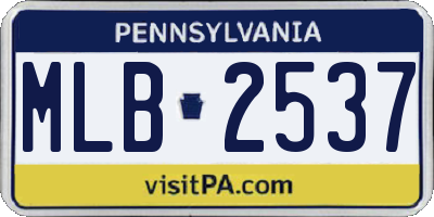 PA license plate MLB2537