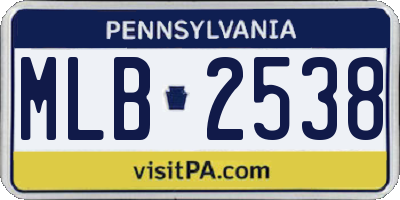 PA license plate MLB2538