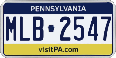 PA license plate MLB2547