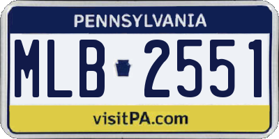 PA license plate MLB2551