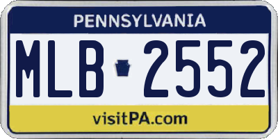 PA license plate MLB2552