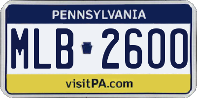 PA license plate MLB2600