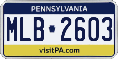 PA license plate MLB2603