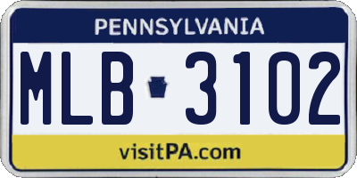 PA license plate MLB3102