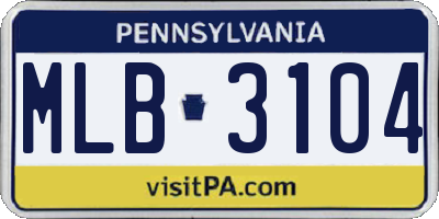 PA license plate MLB3104