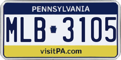 PA license plate MLB3105