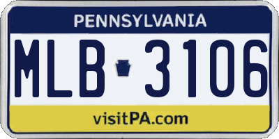 PA license plate MLB3106