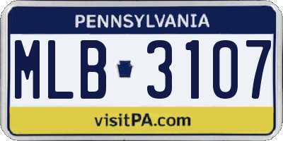 PA license plate MLB3107