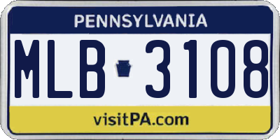 PA license plate MLB3108