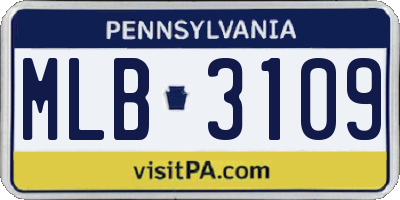 PA license plate MLB3109