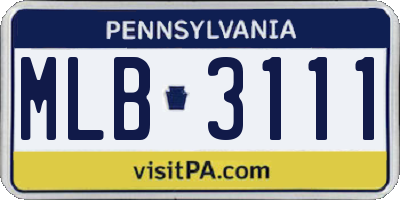 PA license plate MLB3111