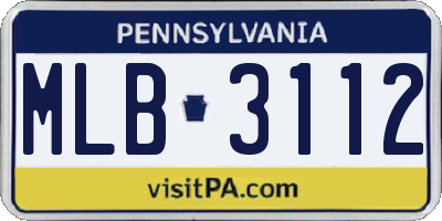 PA license plate MLB3112