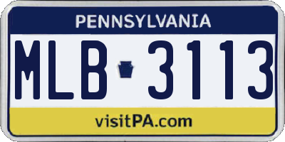 PA license plate MLB3113