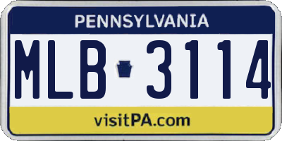 PA license plate MLB3114