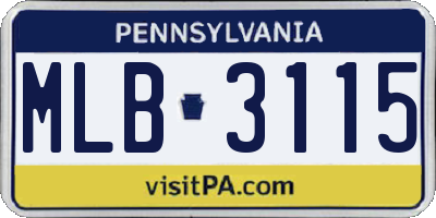 PA license plate MLB3115