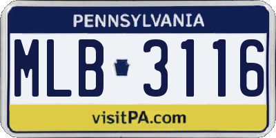 PA license plate MLB3116
