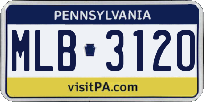 PA license plate MLB3120