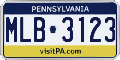 PA license plate MLB3123