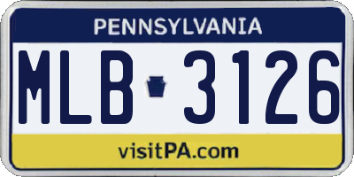 PA license plate MLB3126