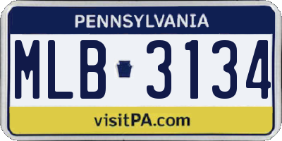 PA license plate MLB3134