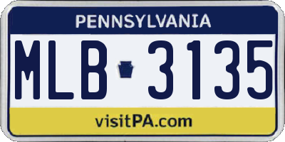 PA license plate MLB3135
