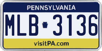 PA license plate MLB3136