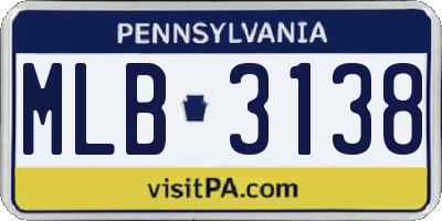 PA license plate MLB3138