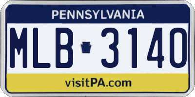 PA license plate MLB3140