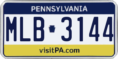 PA license plate MLB3144