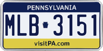 PA license plate MLB3151