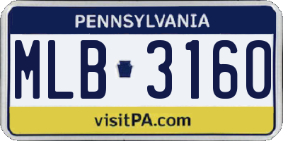 PA license plate MLB3160