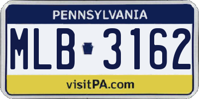 PA license plate MLB3162
