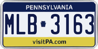 PA license plate MLB3163