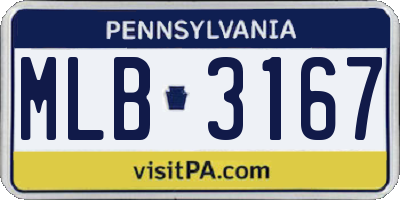 PA license plate MLB3167