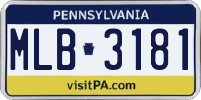 PA license plate MLB3181