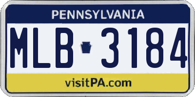 PA license plate MLB3184