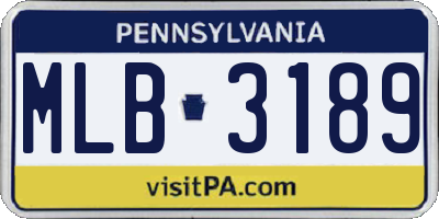 PA license plate MLB3189