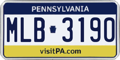 PA license plate MLB3190