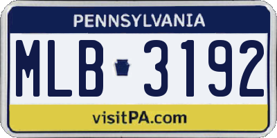 PA license plate MLB3192